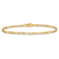 14K 2.25mm Yellow Gold Flat Figaro Bracelet with Lobster Clasp - 7in view 3