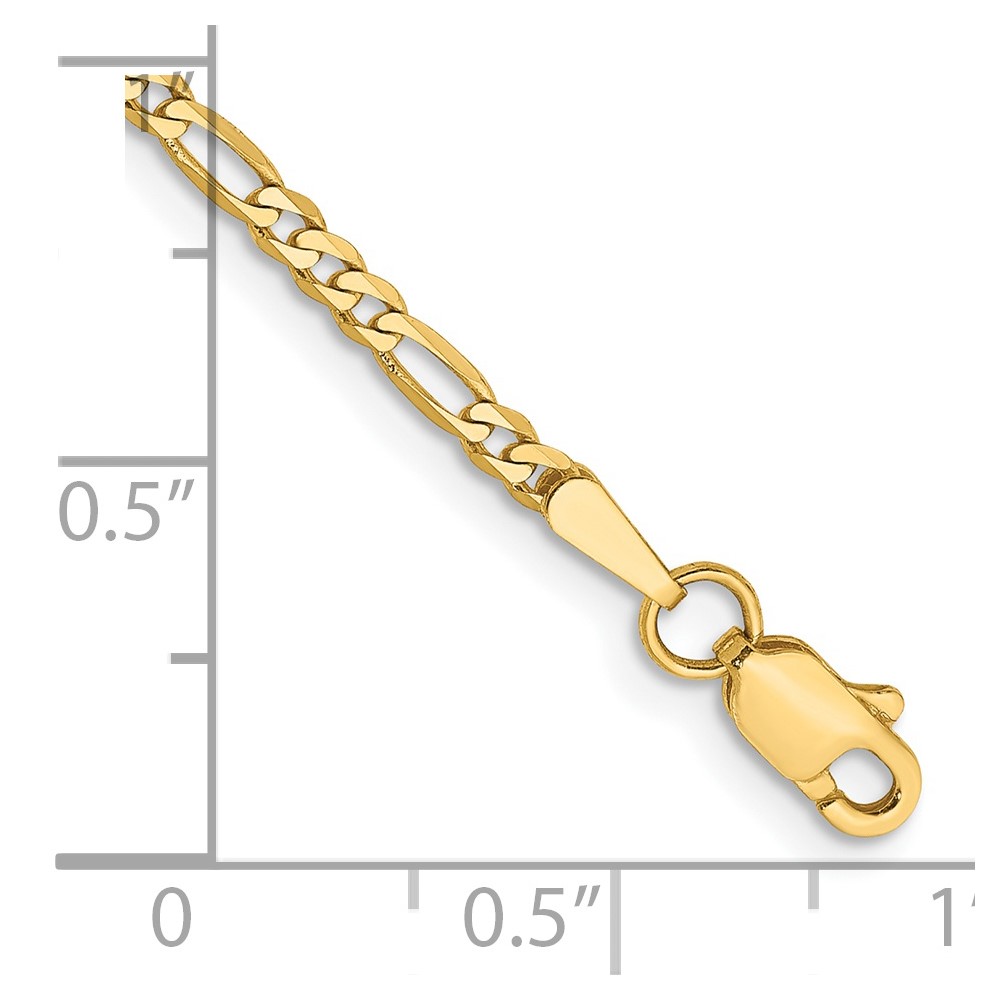 14K 5.5 inch 2.25mm Flat Figaro with Lobster Clasp Chain (FFL060-5.5)