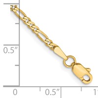 14K 2.25mm Yellow Gold Flat Figaro Bracelet with Lobster Clasp - 7in view 2