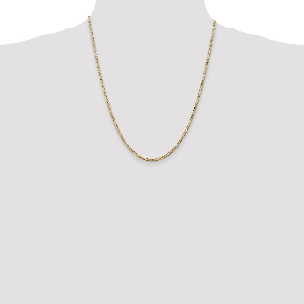 14K 22 inch 2.75mm Flat Figaro with Lobster Clasp Chain (FFL070-22)
