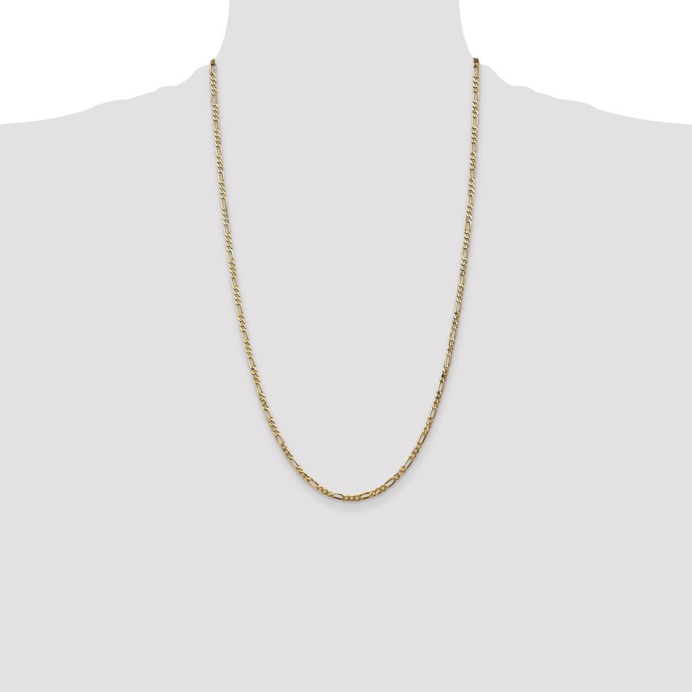 14K 26 inch 2.75mm Flat Figaro with Lobster Clasp Chain (FFL070-26)
