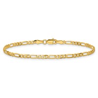 14K 2.75mm Yellow Gold Flat Figaro Bracelet with Lobster Clasp, 7" view 4
