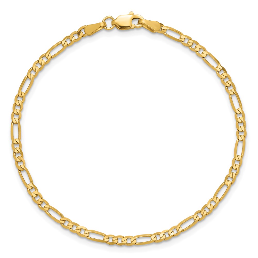 14K 6 inch 2.75mm Flat Figaro with Lobster Clasp Bracelet (FFL070-6)