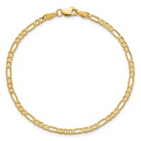 14K 2.75mm Yellow Gold Flat Figaro Bracelet with Lobster Clasp, 7" view 5