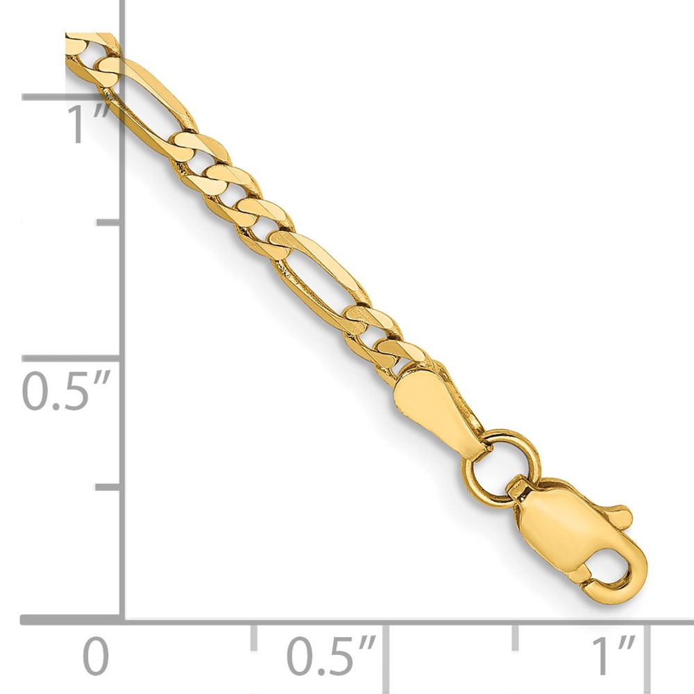 14K 6 inch 2.75mm Flat Figaro with Lobster Clasp Bracelet (FFL070-6)