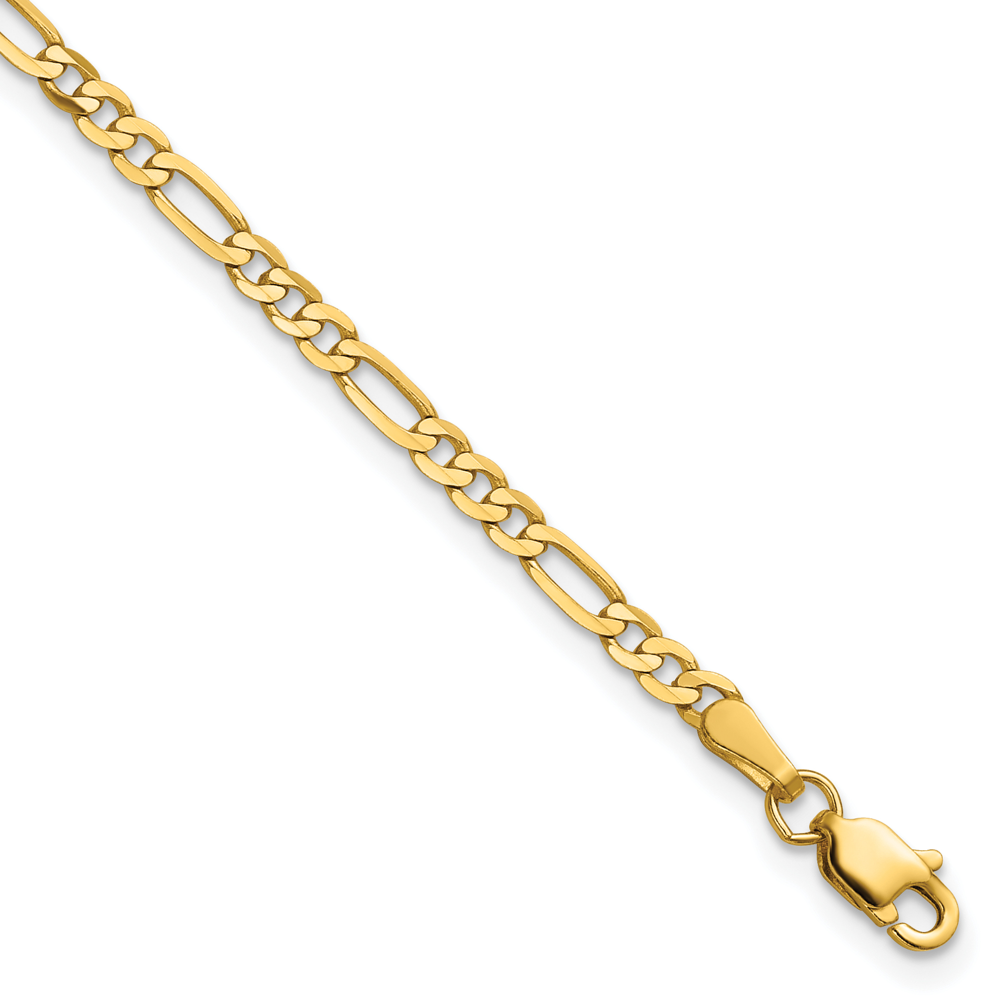 14K 6 inch 2.75mm Flat Figaro with Lobster Clasp Bracelet (FFL070-6)
