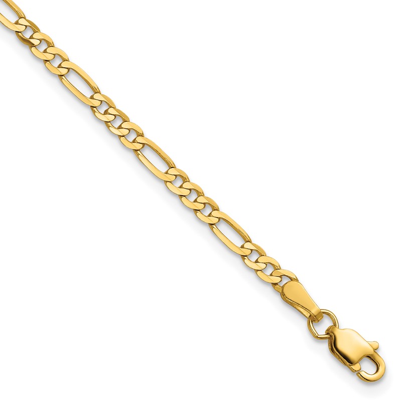 14K 6 inch 2.75mm Flat Figaro with Lobster Clasp Bracelet