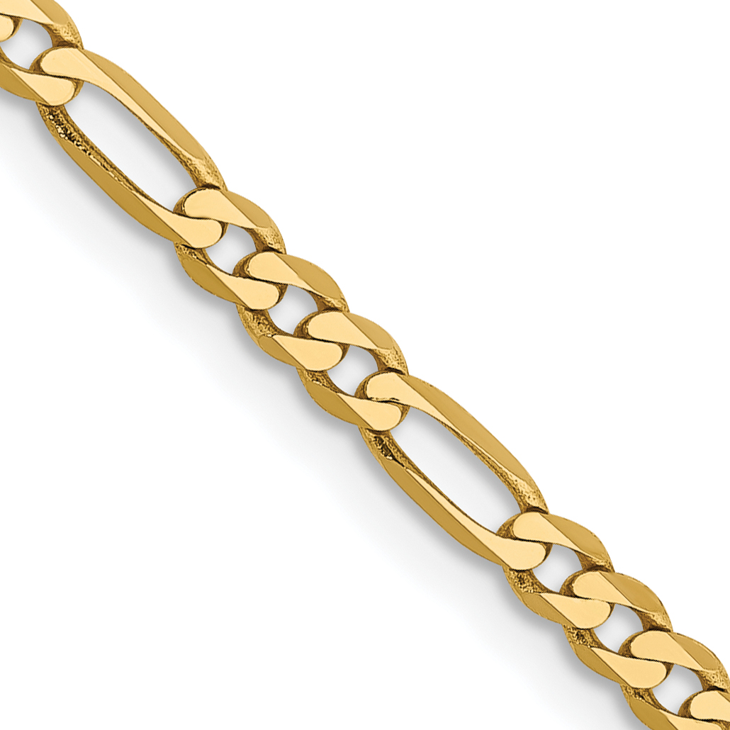 14K 16 inch 2.75mm Flat Figaro with Lobster Clasp Chain (FFL070-16)