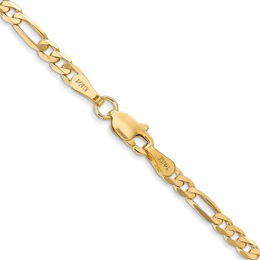 14K 16 inch 3mm Flat Figaro with Lobster Clasp Chain (FFL080-16)