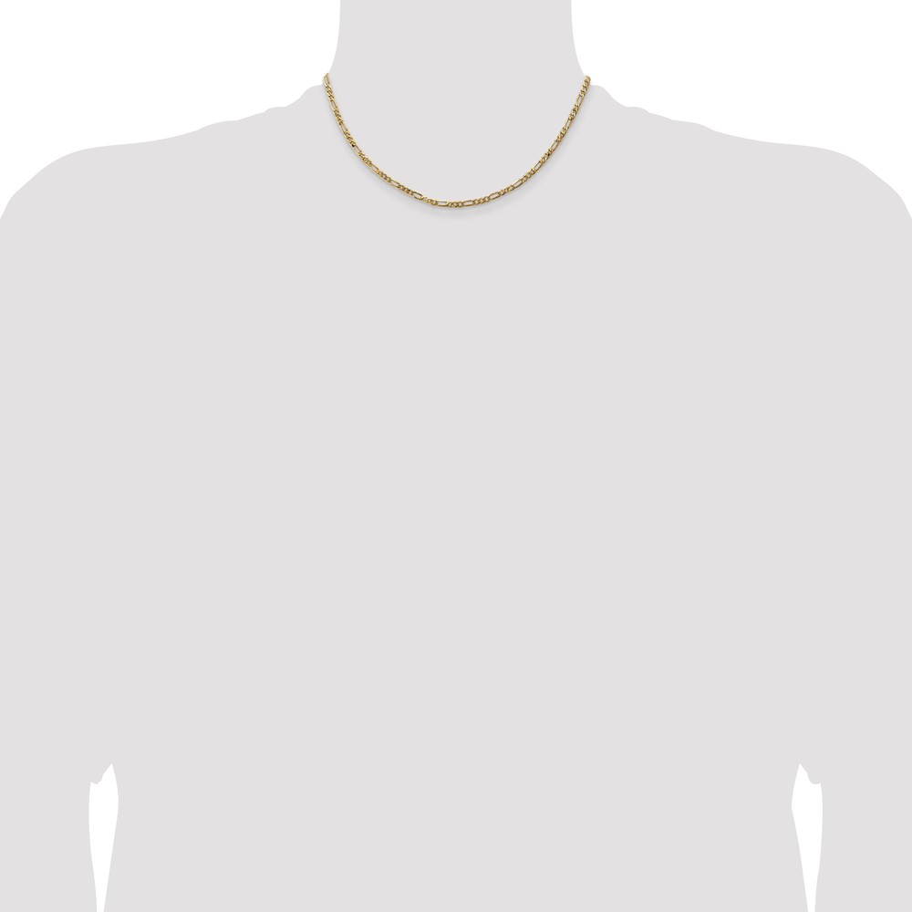 14K 16 inch 3mm Flat Figaro with Lobster Clasp Chain (FFL080-16)