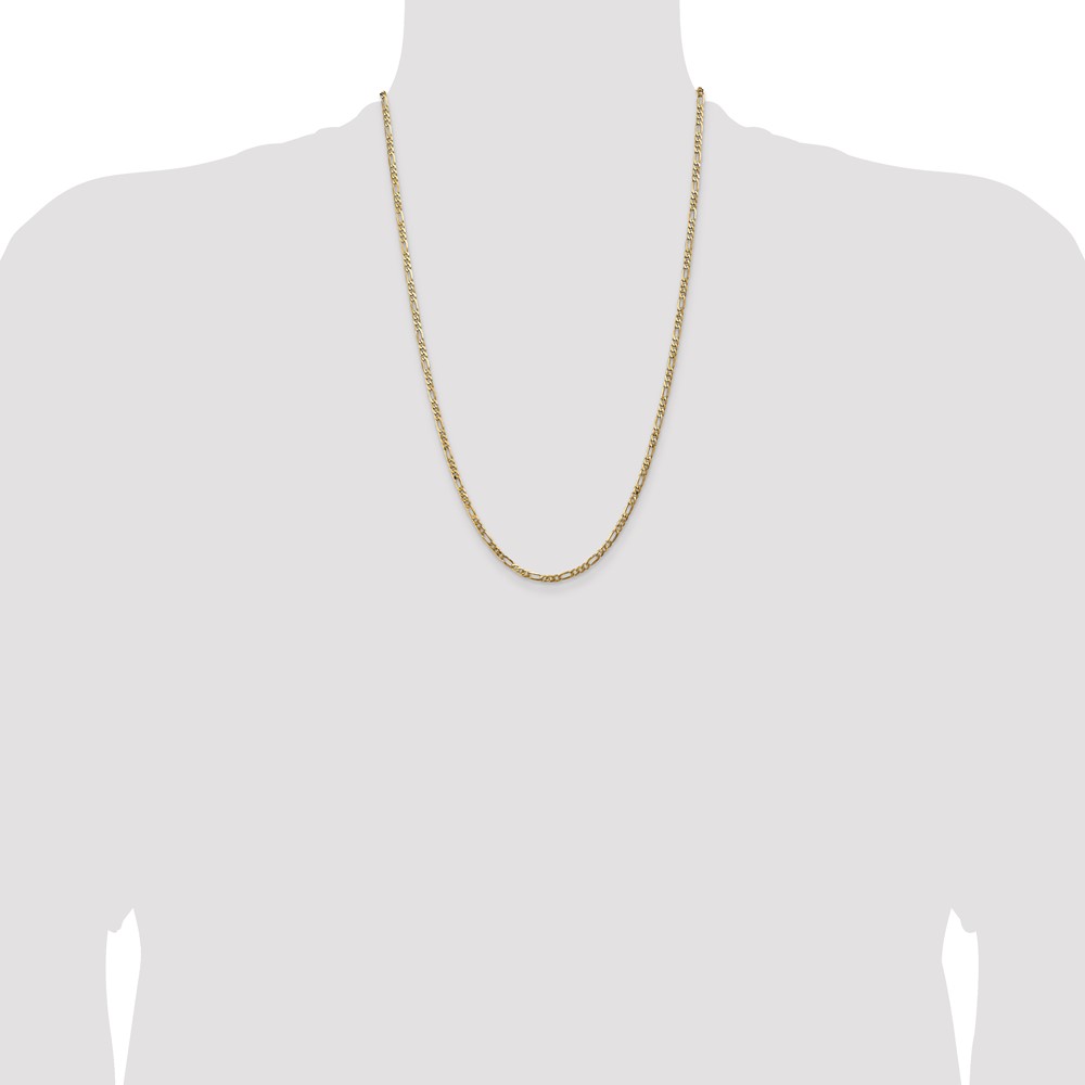 14K 24 inch 3mm Flat Figaro with Lobster Clasp Chain (FFL080-24)