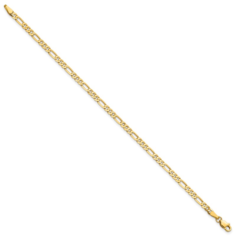 14K 8 inch 3mm Flat Figaro with Lobster Clasp Bracelet