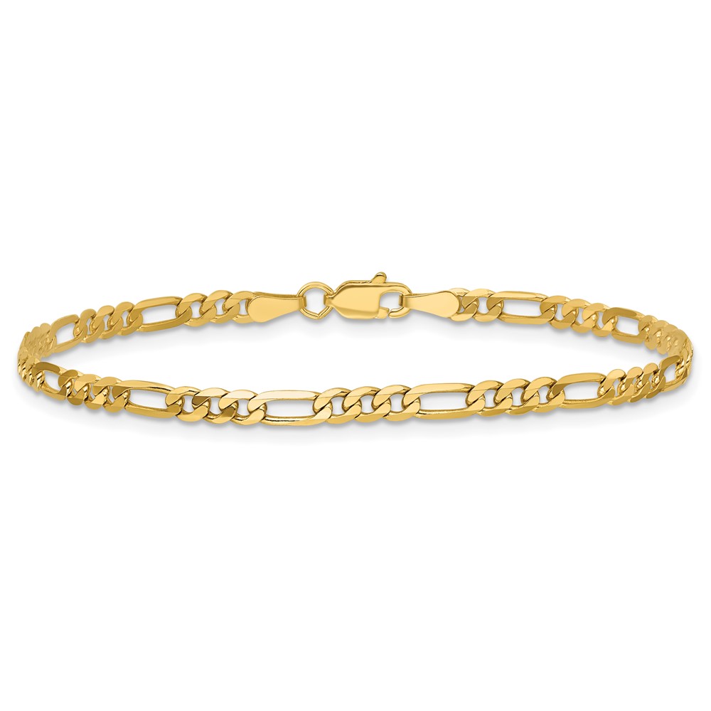 14K 6 inch 3mm Flat Figaro with Lobster Clasp Bracelet (FFL080-6)