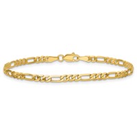 14K 3mm Yellow Gold Flat Figaro Bracelet with Lobster Clasp - 7in view 4