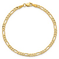 14K 3mm Yellow Gold Flat Figaro Bracelet with Lobster Clasp - 7in view 5