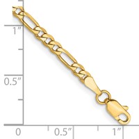 14K 3mm Yellow Gold Flat Figaro Bracelet with Lobster Clasp - 7in view 3