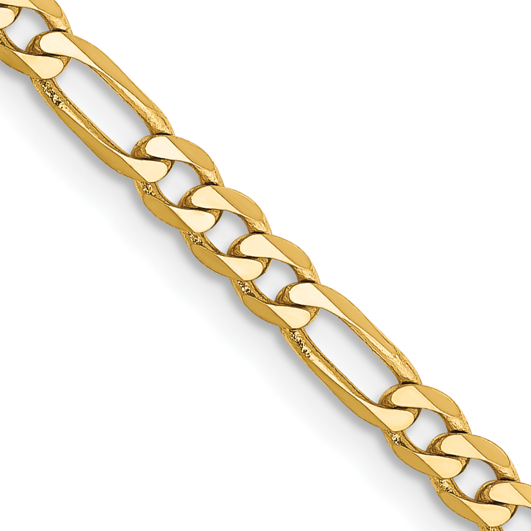 14K 16 inch 3mm Flat Figaro with Lobster Clasp Chain (FFL080-16)