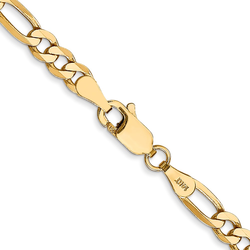 14K 16 inch 4mm Flat Figaro with Lobster Clasp Chain (FFL100-16)
