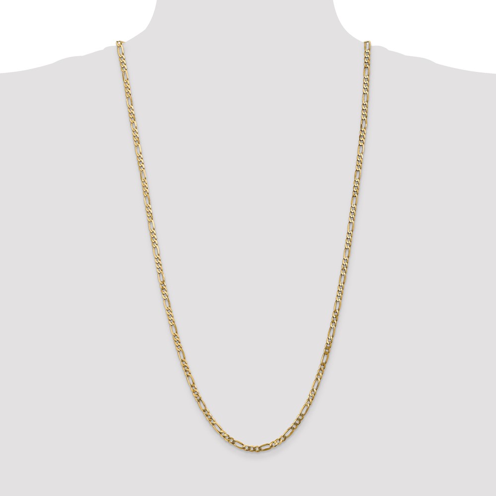 14K 30 inch 4mm Flat Figaro with Lobster Clasp Chain (FFL100-30)