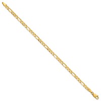 14K 4mm Yellow Gold Flat Figaro Bracelet with Lobster Clasp, 7" view 2