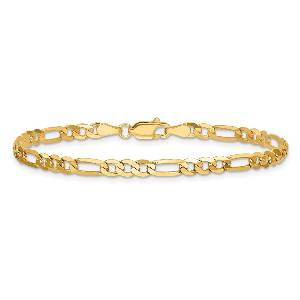 14K 7 inch 4mm Flat Figaro with Lobster Clasp Bracelet (FFL100-7)