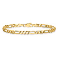 14K 4mm Yellow Gold Flat Figaro Bracelet with Lobster Clasp, 7" view 4