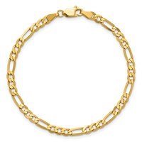 14K 4mm Yellow Gold Flat Figaro Bracelet with Lobster Clasp, 7" view 5
