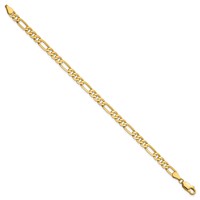 14K 4.75mm Yellow Gold Flat Figaro Bracelet with Lobster Clasp, 7" view 2
