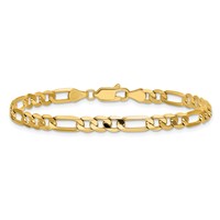 14K 4.75mm Yellow Gold Flat Figaro Bracelet with Lobster Clasp, 7" view 3