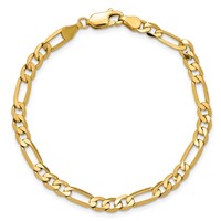 14K 4.75mm Yellow Gold Flat Figaro Bracelet with Lobster Clasp, 7" view 4