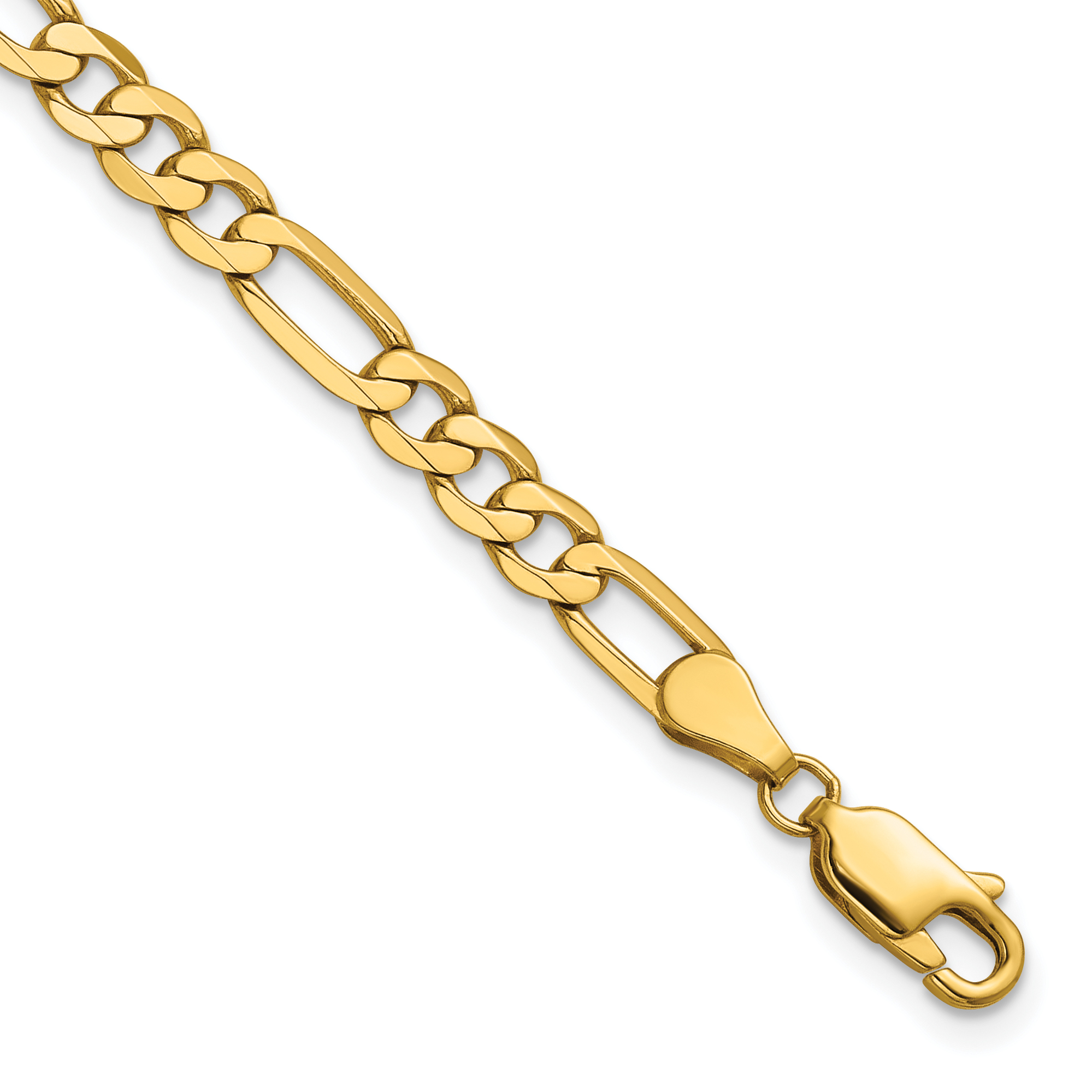 14K 7 inch 4.75mm Flat Figaro with Lobster Clasp Bracelet (FFL120-7)