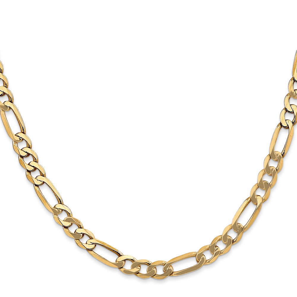 14K 24 inch 5.25mm Flat Figaro with Lobster Clasp Chain (FFL140-24)