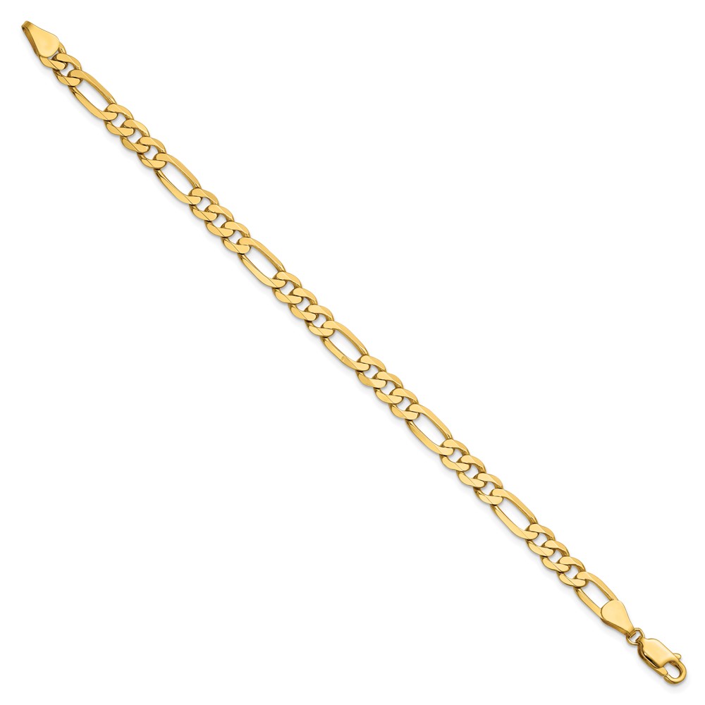 14K 7 inch 5.25mm Flat Figaro with Lobster Clasp Bracelet (FFL140-7)