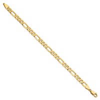 14K 5.25mm Yellow Gold Flat Figaro Bracelet with Lobster Clasp, 7" view 2