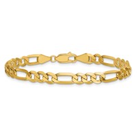 14K 5.25mm Yellow Gold Flat Figaro Bracelet with Lobster Clasp, 7" view 4