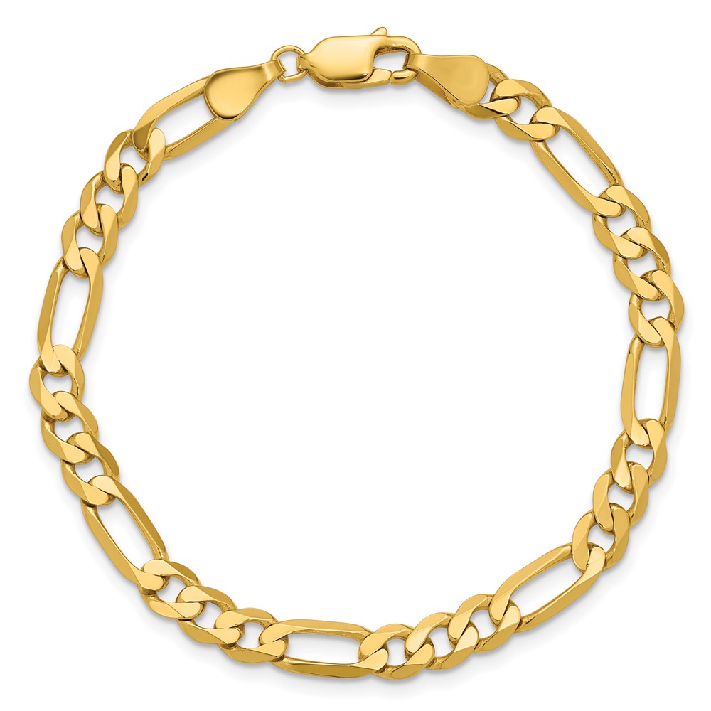 14K 7 inch 5.25mm Flat Figaro with Lobster Clasp Bracelet (FFL140-7)