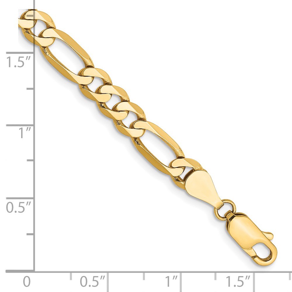 14K 7 inch 5.25mm Flat Figaro with Lobster Clasp Bracelet (FFL140-7)