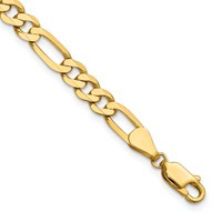 14K 5.25mm Yellow Gold Flat Figaro Bracelet with Lobster Clasp, 7" view 1