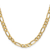 14K 6.25mm Yellow Gold Flat Figaro Chain with Lobster Clasp, 18" view 2