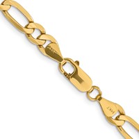 14K 6.25mm Yellow Gold Flat Figaro Chain with Lobster Clasp, 18" view 3