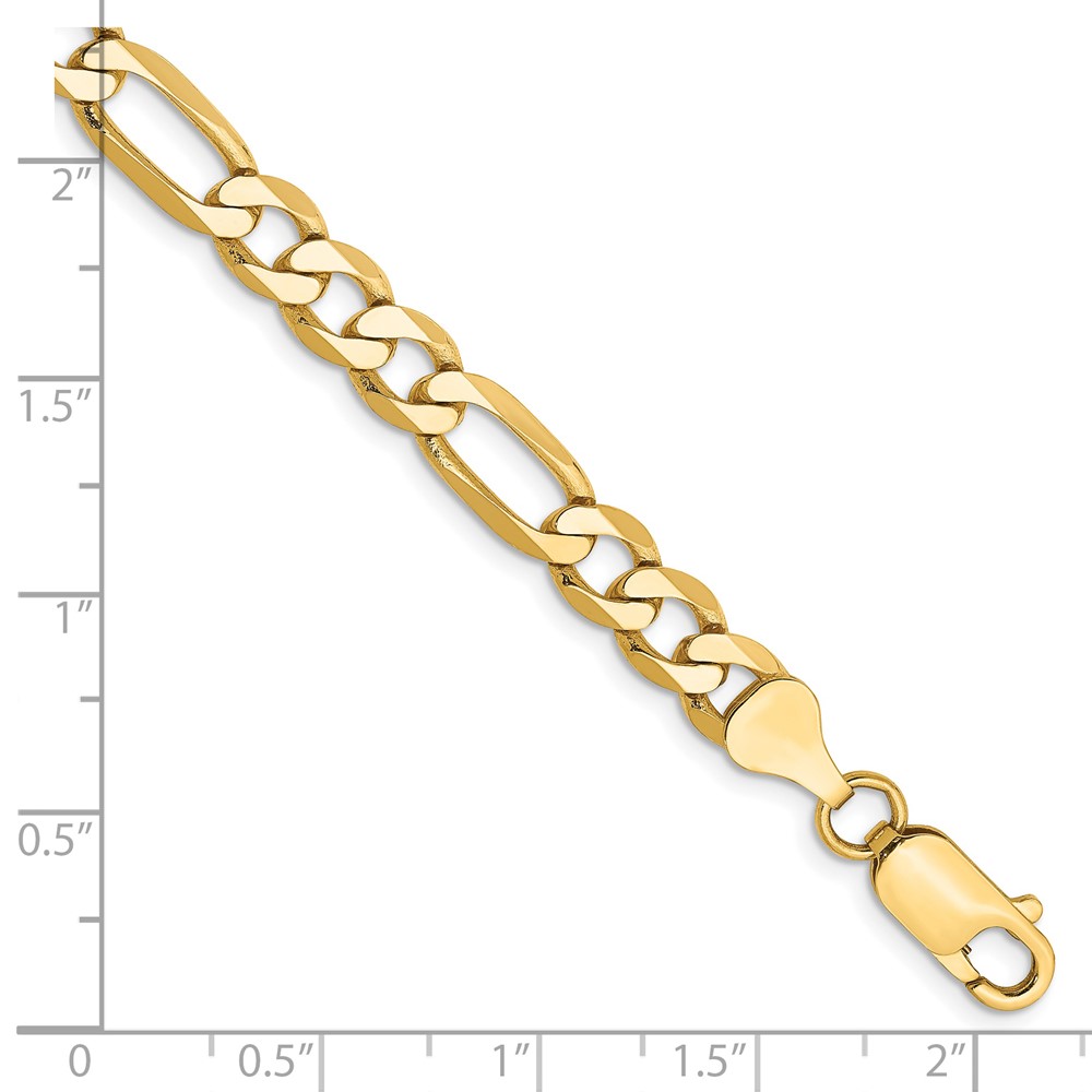 14K 7 inch 6.25mm Flat Figaro with Lobster Clasp Bracelet (FFL160-7)