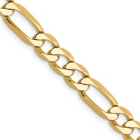 14K 6.25mm Yellow Gold Flat Figaro Chain with Lobster Clasp, 18" view 1