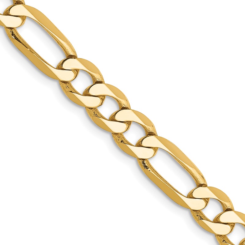 14K 26 inch 6.25mm Flat Figaro with Lobster Clasp Chain