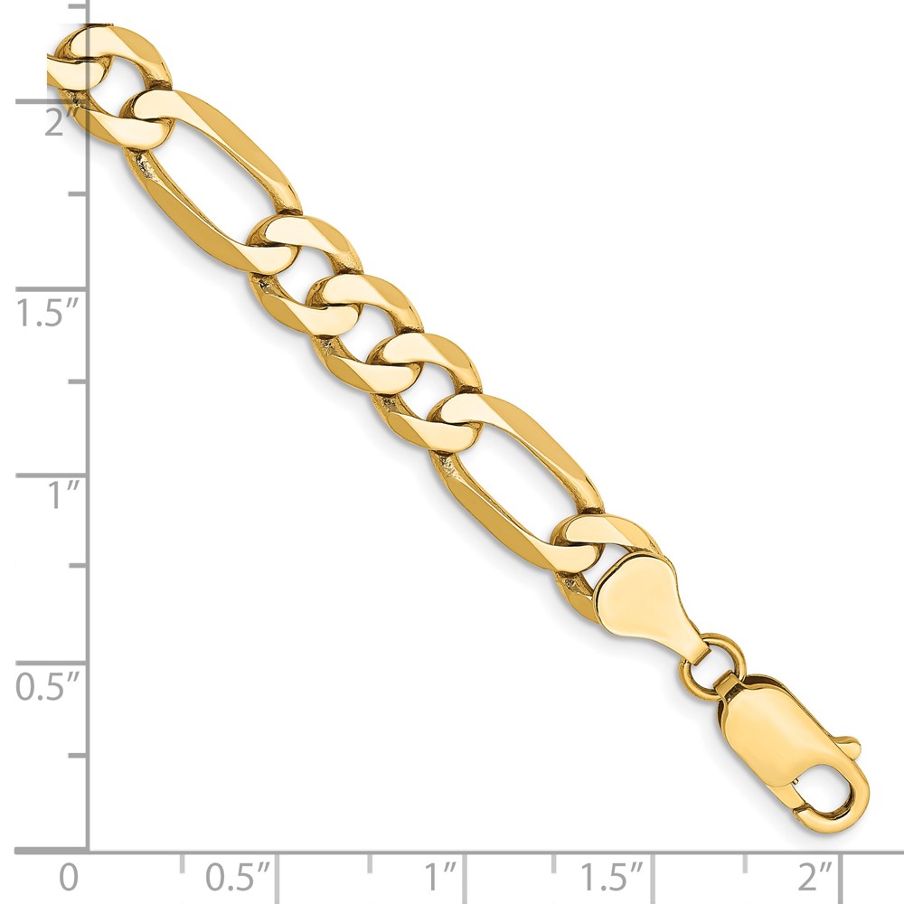 14K 7 inch 7mm Flat Figaro with Lobster Clasp Bracelet (FFL180-7)