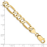 14K 7mm Yellow Gold Flat Figaro Bracelet with Lobster Clasp, 7" view 2