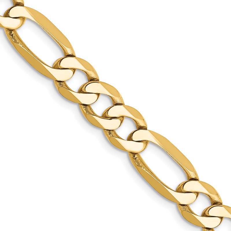 14K 30 inch 7mm Flat Figaro with Lobster Clasp Chain