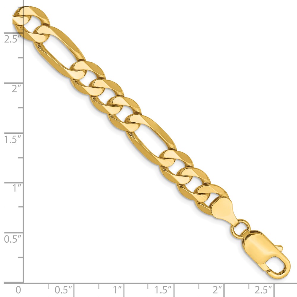 14K 9 inch 7.5mm Flat Figaro with Lobster Clasp Chain (FFL200-9)