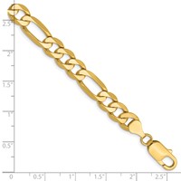 14K 7.5mm Yellow Gold Flat Figaro Chain with Lobster Clasp, 9" view 2