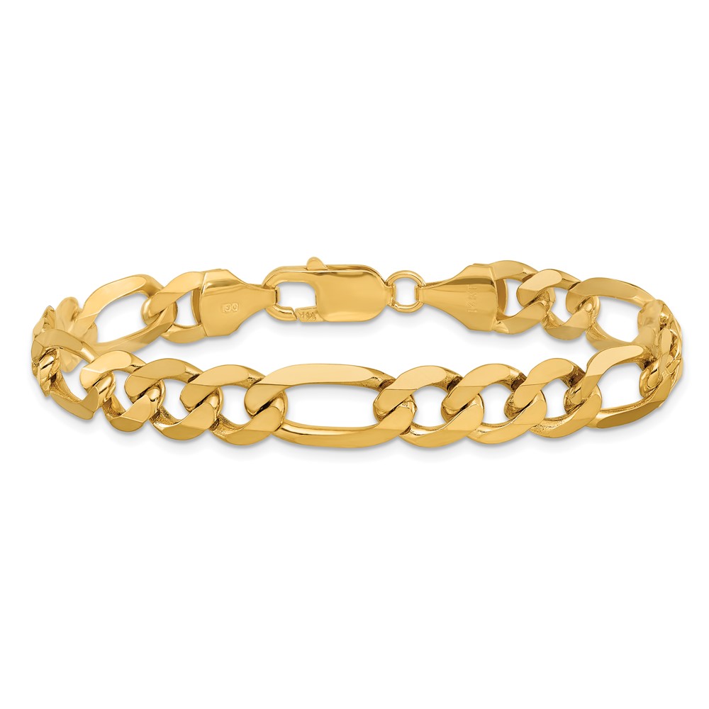 14K 9 inch 8.75mm Flat Figaro with Lobster Clasp Chain (FFL220-9)