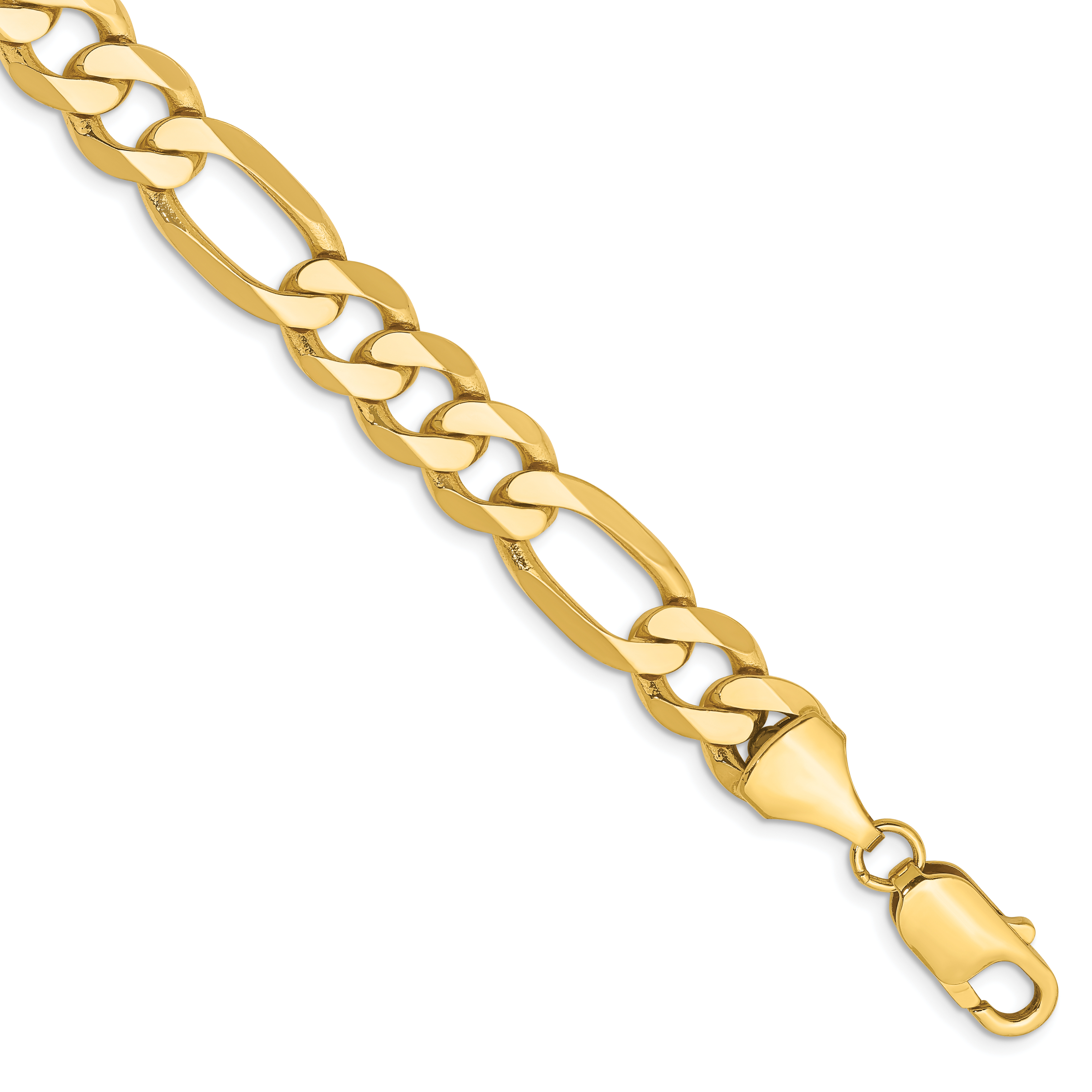 14K 9 inch 8.75mm Flat Figaro with Lobster Clasp Chain (FFL220-9)
